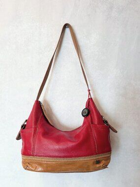 The Sak Kendra Leather Hobo Shoulder Bag Red Brown